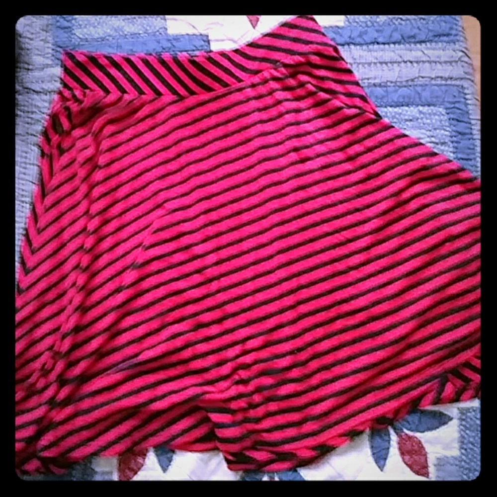 Red n Navy Striped Rayon Skater Skirt. Super Soft
